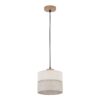 Niewielka wisząca lampa Eco z kloszem w szarobeżowym kolorze