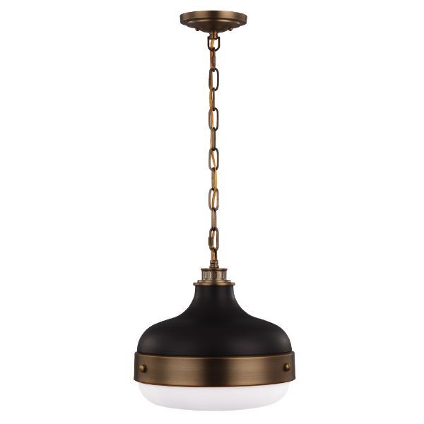 Stylowa lampa wisząca Locus w kolorach czerni i mosiądzu
