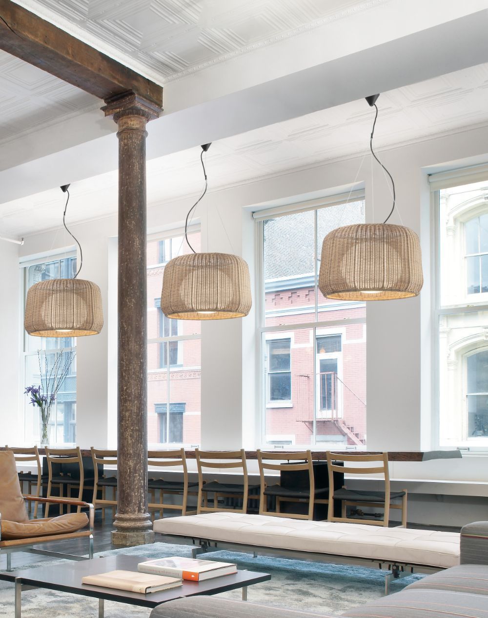 Brązowa lampa wisząca Fora 90 o klasie szczelności IP66