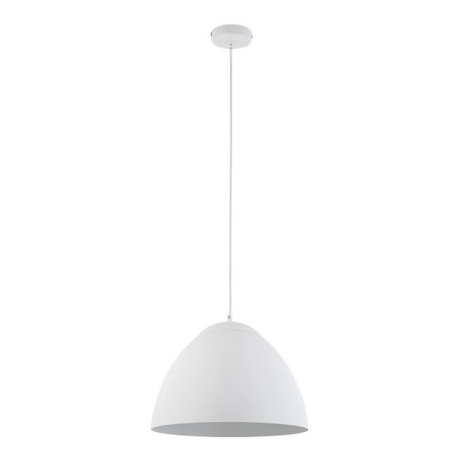 Wisząca lampa Faro w białym kolorze z metalowym kloszem