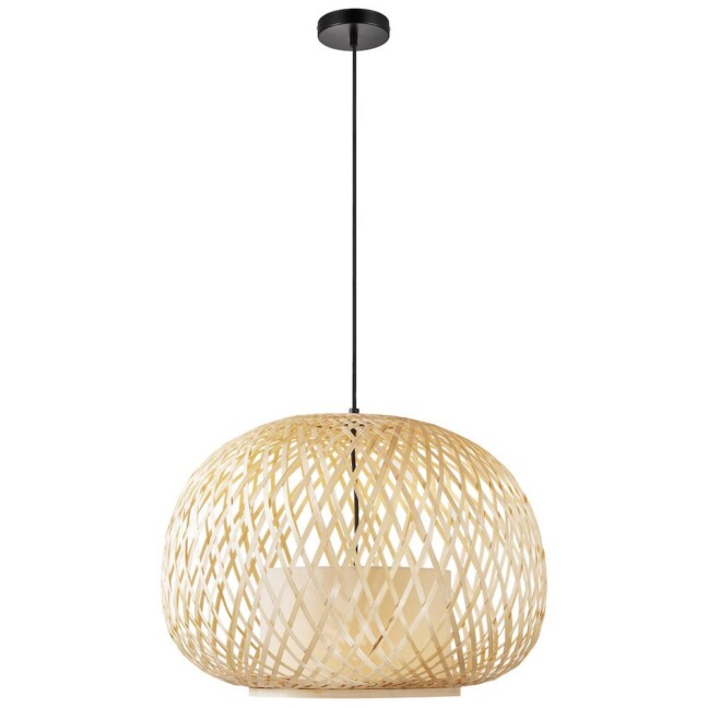 Wisząca lampa Hisoka z kloszem z naturalnego bambusa w subtelnym odcieniu