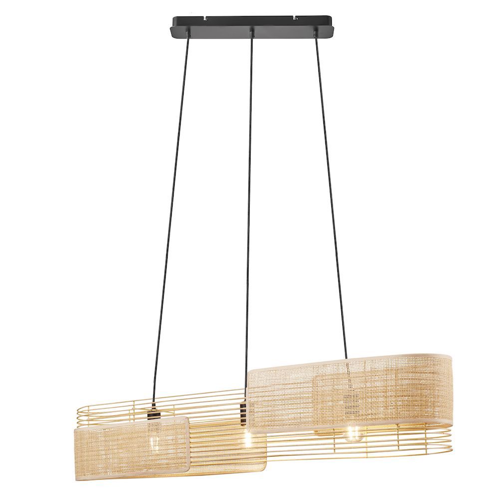 Duża wisząca lampa Jaffna z kloszem z rattanu