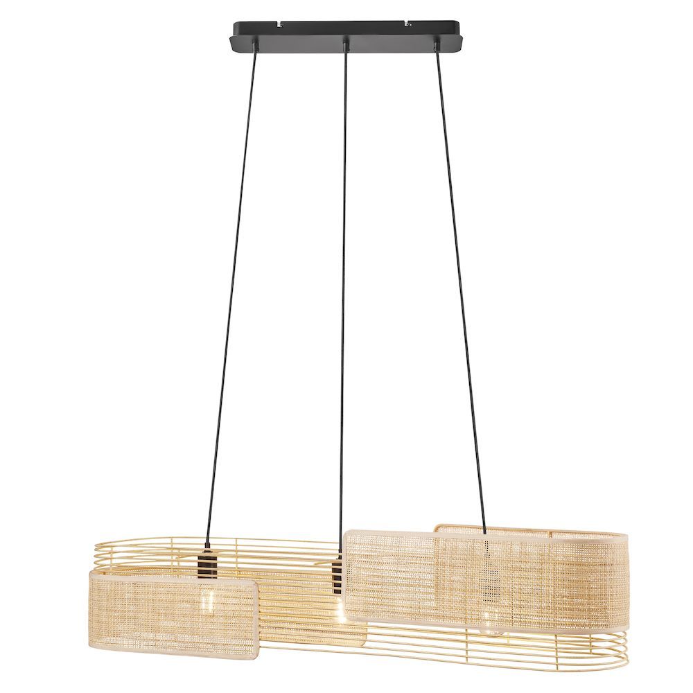 Duża wisząca lampa Jaffna z kloszem z rattanu