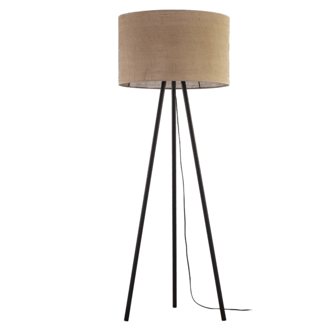 Stojąca lampa Juta z brązowym abażurem