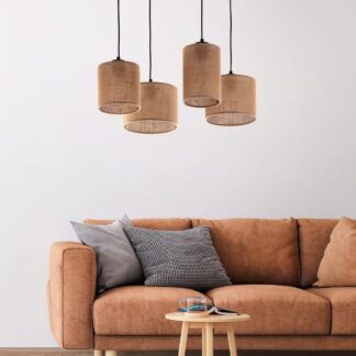 Duża lampa Juta z czterema kloszami do salonu