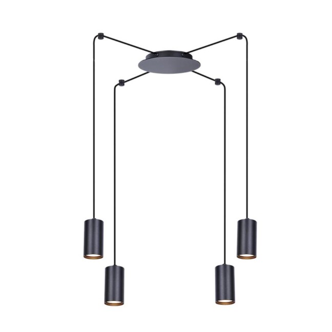 Wisząca lampa Puerto w czarnym kolorze z sześcioma punktami świetlnymi