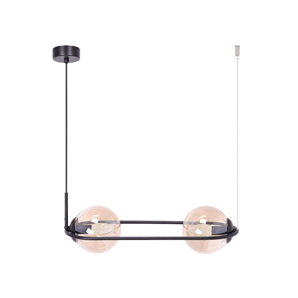 Stylowa lampa wisząca Venta z bursztynowymi kloszami