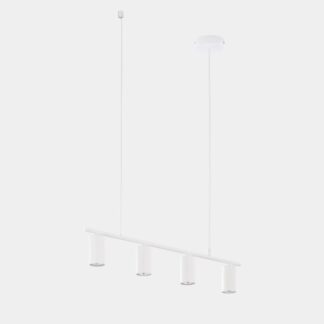 Biała wisząca lampa Logan z czterema tubami