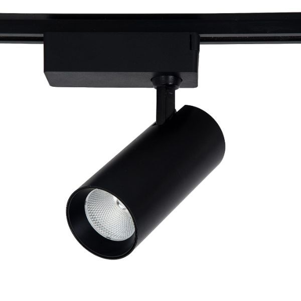 Czarny reflektor sufitowy Rocca z LED o barwie 3000K do systemu szynowego