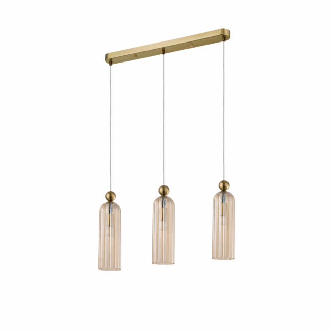 Wisząca lampa Piega 3 z kloszami w bursztynowym kolorze
