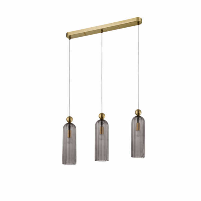 Wisząca lampa Piega 3 z dymionymi kloszami