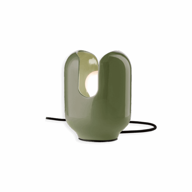 Ceramiczna zielona lampa stołowa Batucada C2590 od Ferroluce