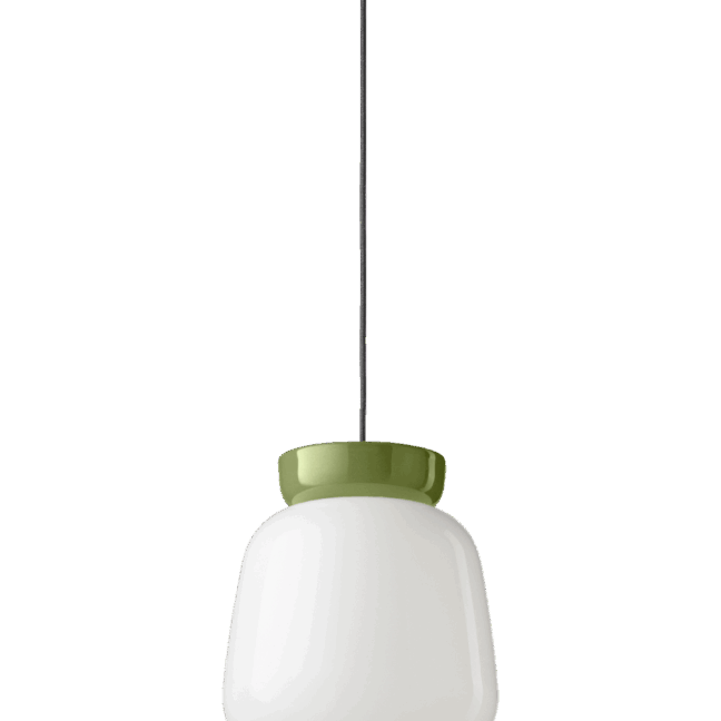 Wisząca lampa Corcovado C2742 w zielonym kolorze z mlecznym kloszem