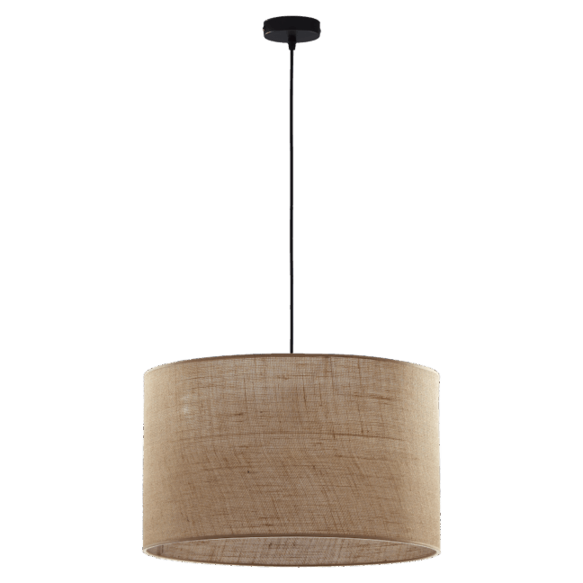 Wisząca lampa o dużych rozmiarach wykonana z juty