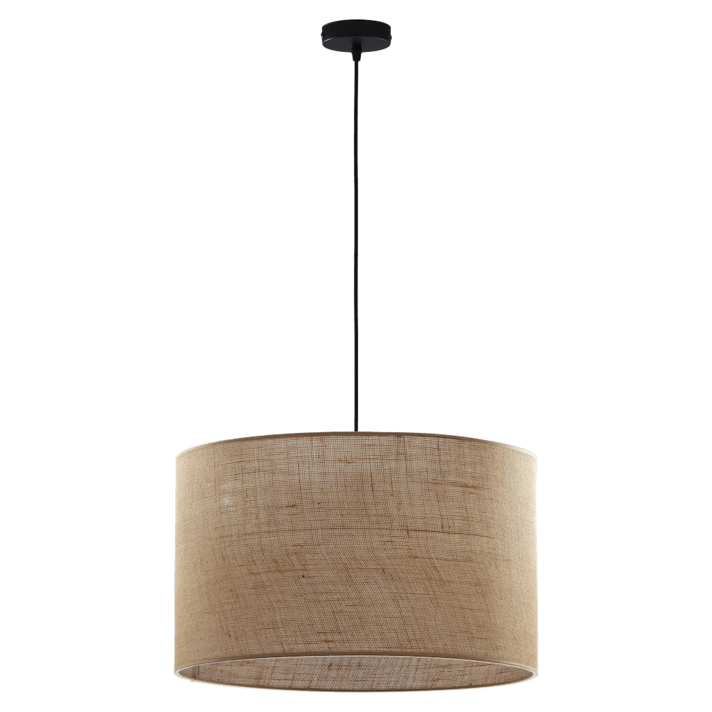 Wisząca lampa o dużych rozmiarach wykonana z juty