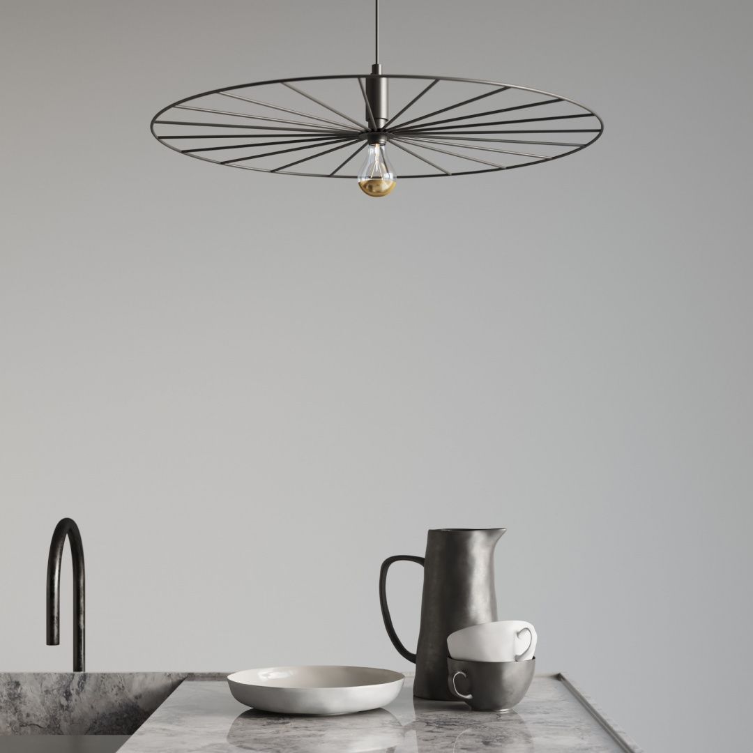 Duży, wiszący żyrandol Sirkel L w kształcie czarnego dysku