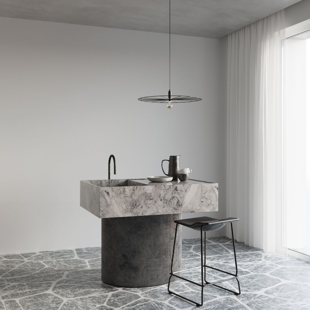 Duży, wiszący żyrandol Sirkel L w kształcie czarnego dysku