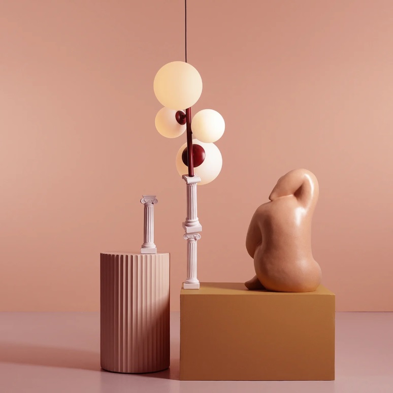 Wisząca lampa Bloom 4 w kolorze czerwonego wina