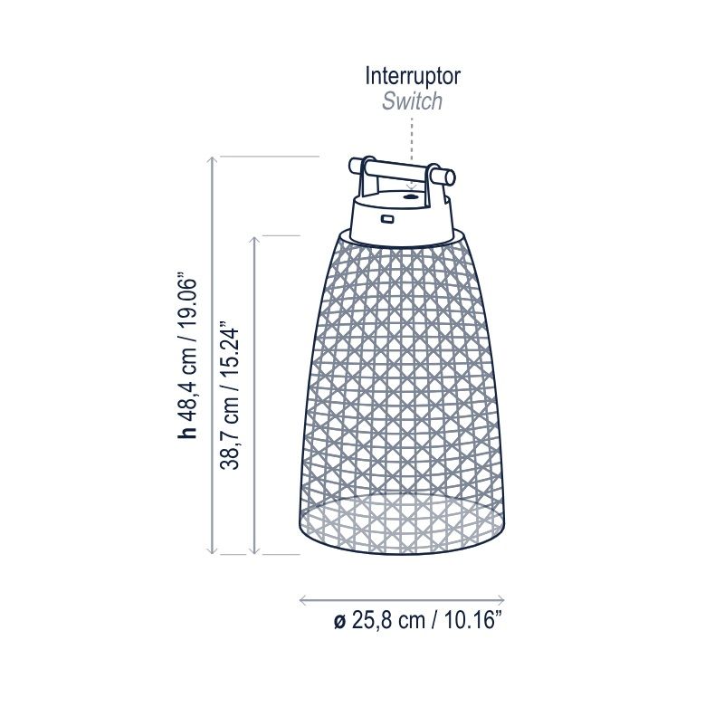 Brązowa przenośna lampa Nans Portable M/49/R Outdoor w dużym rozmiarze