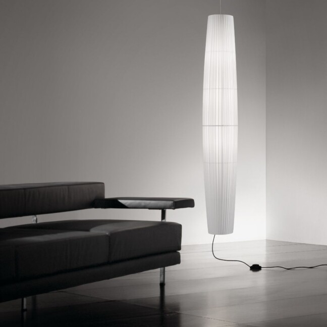 Biała wisząca lampa Maxi S/01 z montażem dolnym