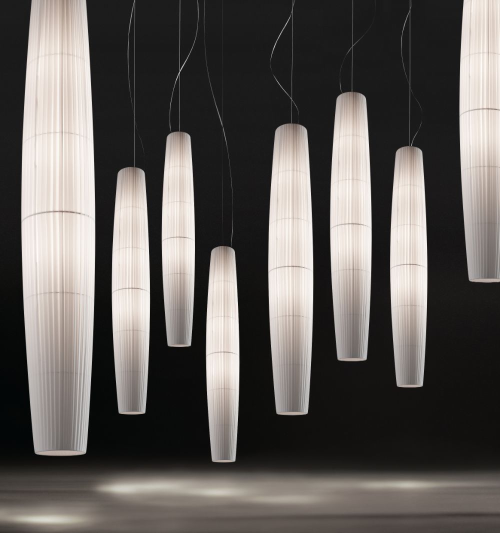 Biała lampa wisząca Maxi S/02 z montażem górnym