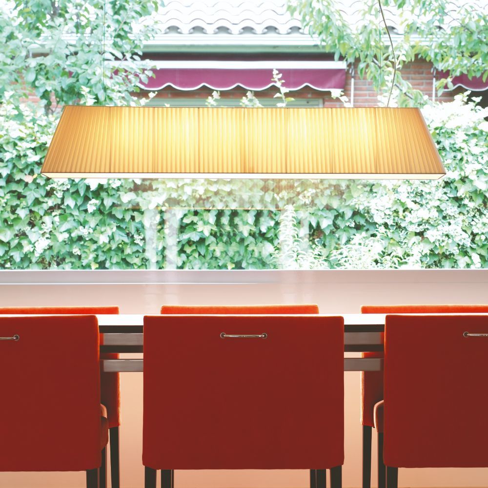 Plisowana, kremowa lampa wisząca Mei 120