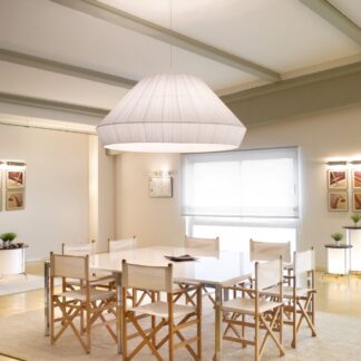 Biała, okrągła lampa wisząca Mei 150