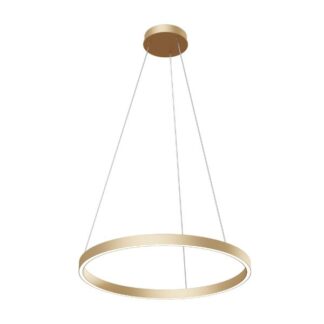 Złota, wisząca lampa LED Rim o średnicy 60 cm