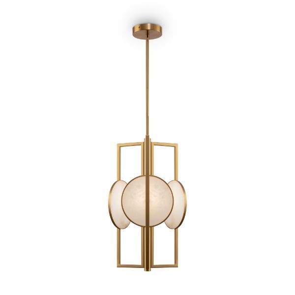 Wisząca lampa Marmo w złotym kolorze z kamiennymi dyskami