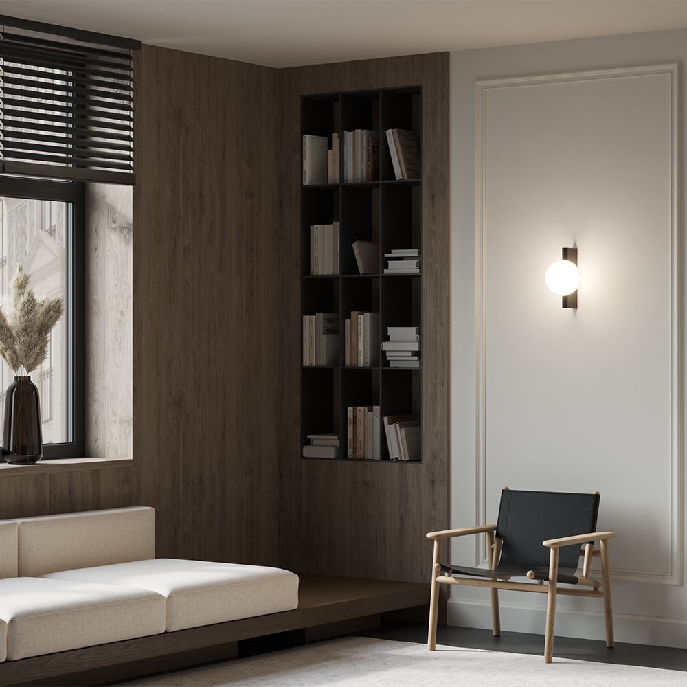 Elegancki czarny kinkiet Avant Garde z szklanym kloszem