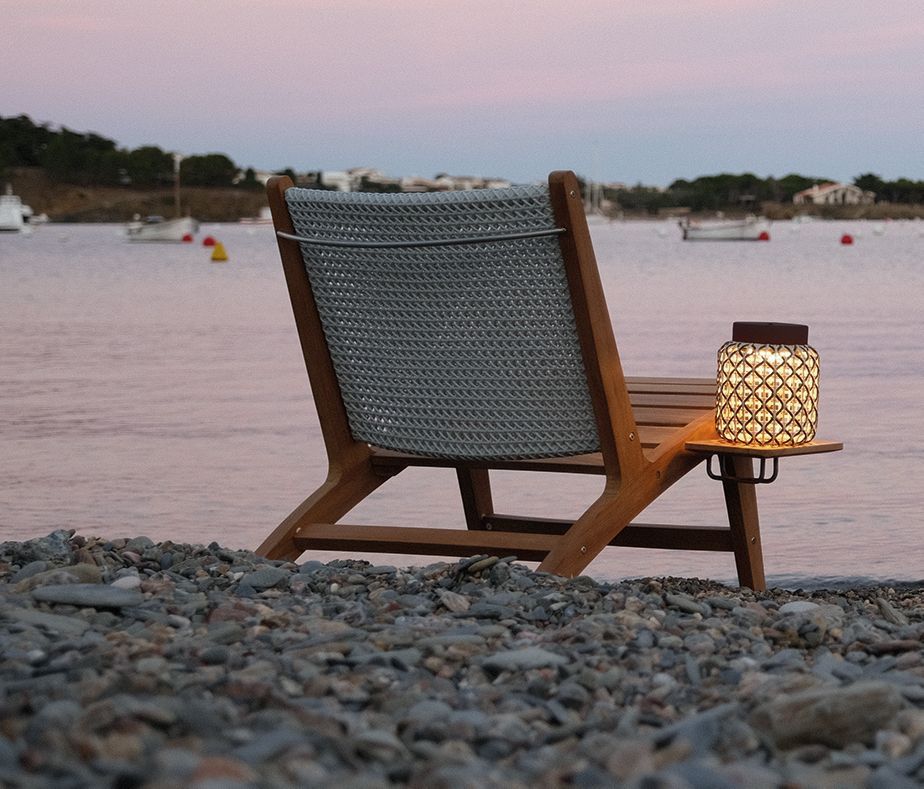 Brązowa przenośna lampa stołowa Nans M/21/R o klasie ochrony IP20