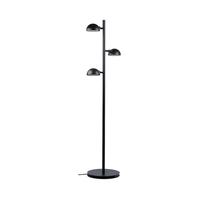 Elegancka lampa podłogowa Nomi z trzema czarnymi kloszami