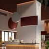Wisząca lampa Noren S/151.2 w kolorze terracota z oświetleniem skierowanym w dół