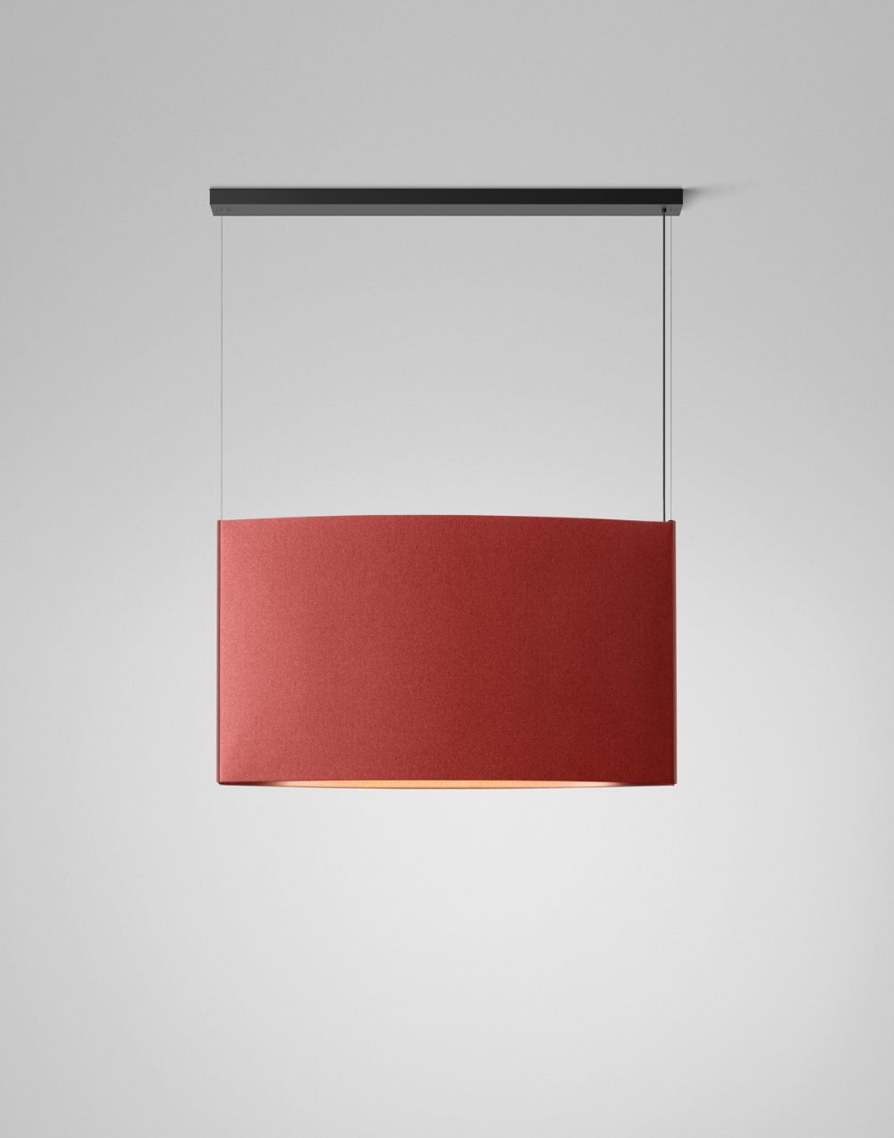 Podłużna wisząca lampa Noren S/123.2 w kolorze terracota z oświetleniem skierowanym w dół