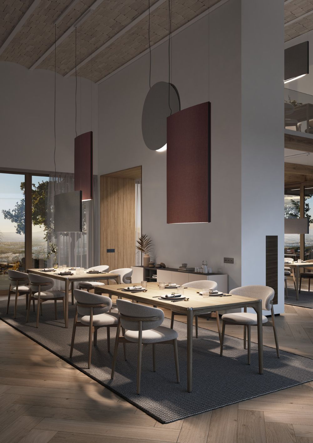 Nowoczesna, wisząca lampa Noren S/100 w ciemnoszarym kolorze z oświetleniem skierowanym w górę i w dół