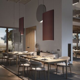 Okrągła, wisząca lampa Noren S/100 w ciemnoszarym kolorze z oświetleniem skierowanym w dół