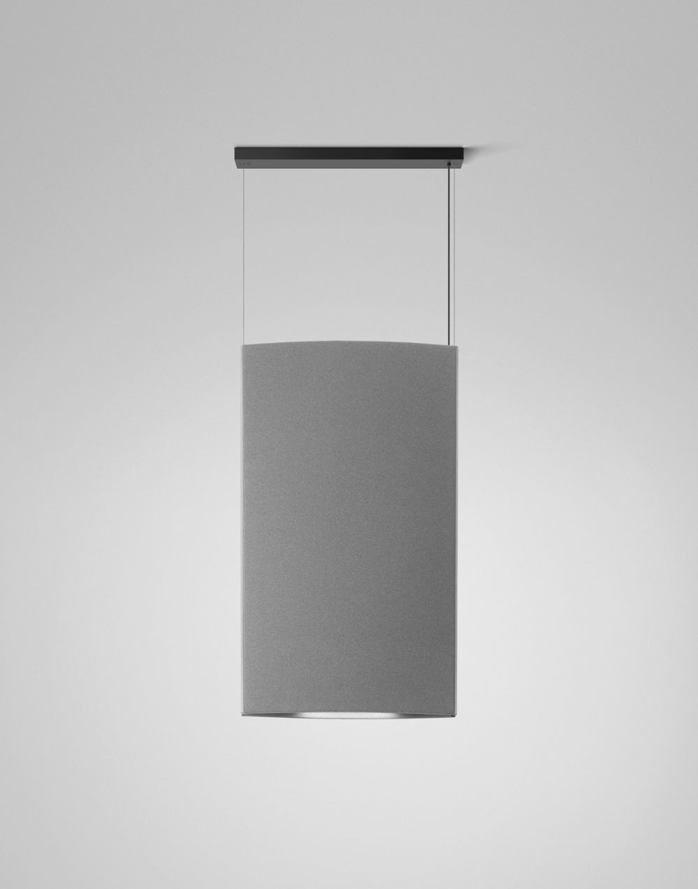 Akustyczna, pionowa lampa wisząca Noren S/72 w jasnym szarym kolorze