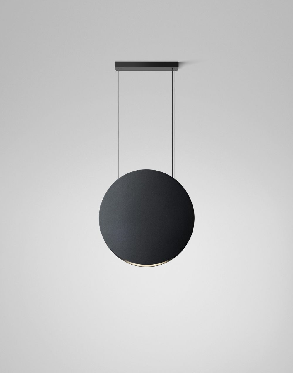 Ciemnoszara akustyczna lampa wisząca Noren S/85 z oświetleniem skierowanym w dół
