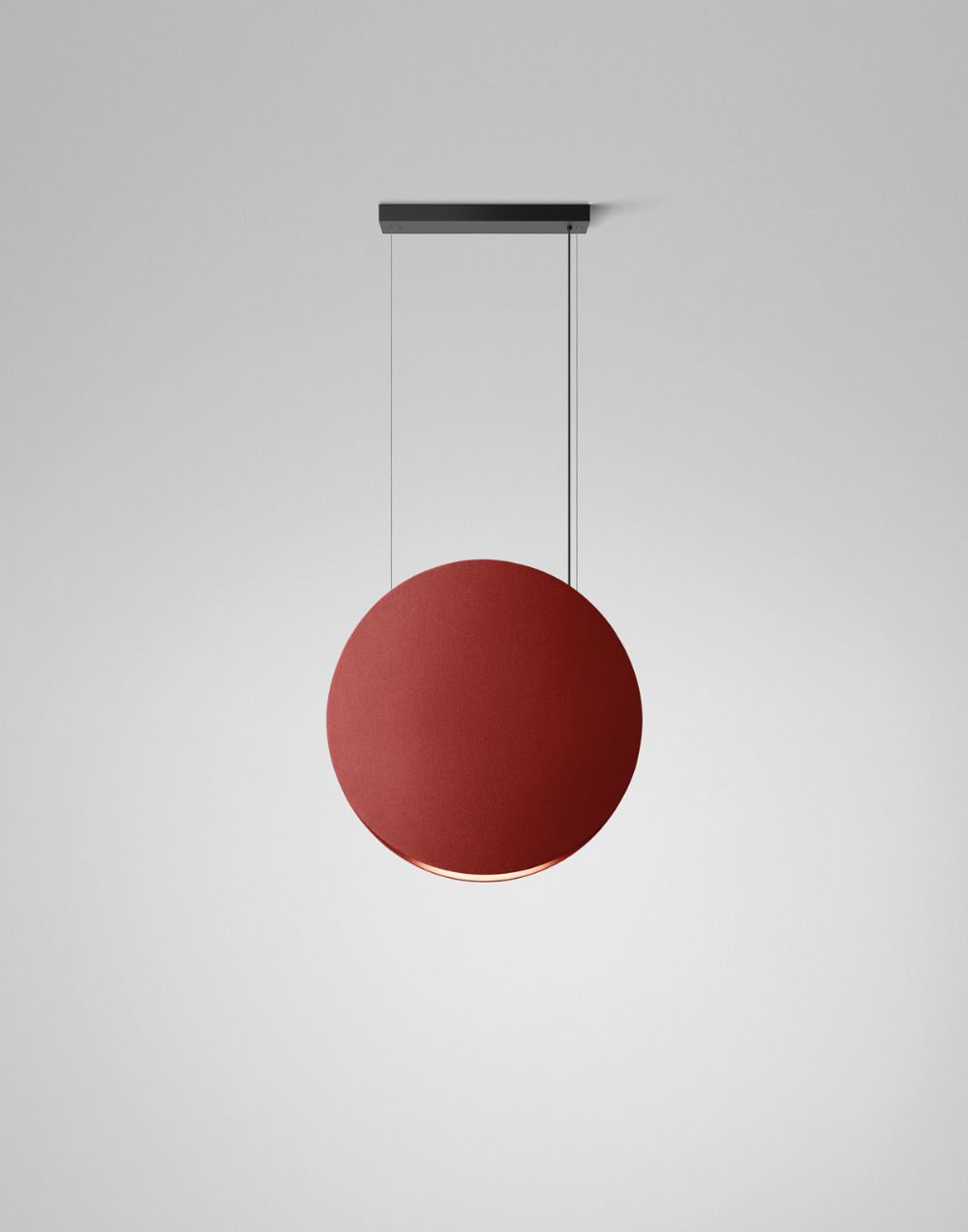 Wisząca lampa akustyczna Noren S/85 w kolorze terracota z oświetleniem góra-dół