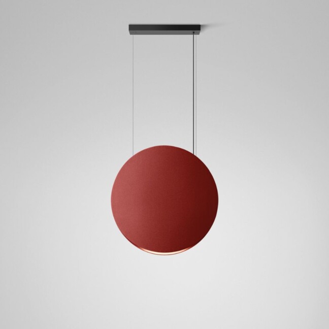 Okrągła, akustyczna lampa wisząca Noren S/85 w kolorze terracota