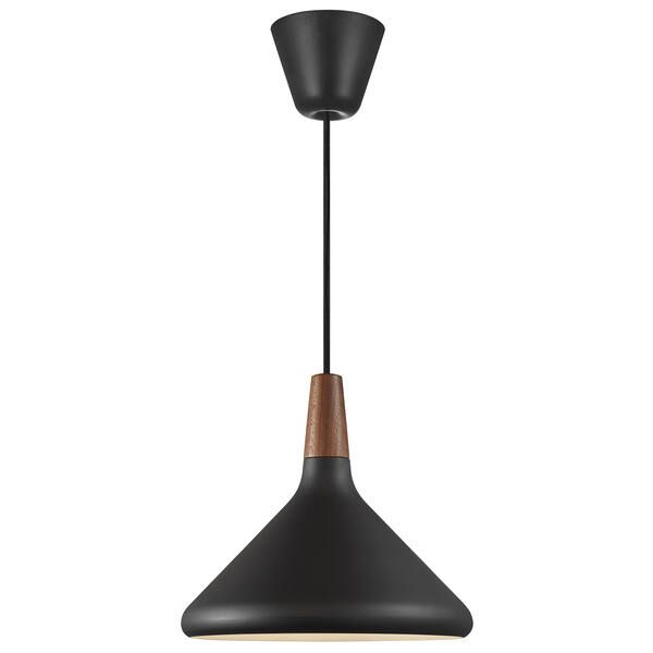 Czarna wisząca lampa Nori 27 od DFTP z otwartym kloszem, idealna nad stół