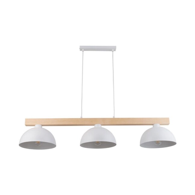 Biała wisząca lampa Oslo z trzema metalowymi kloszami