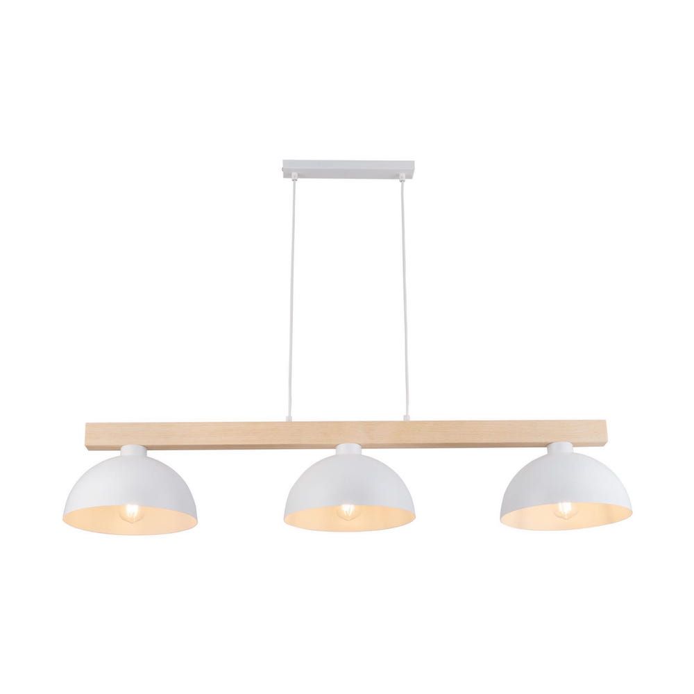 Biała wisząca lampa Oslo z trzema metalowymi kloszami