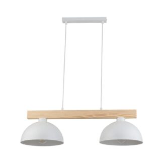 Biała wisząca lampa Oslo z dwoma metalowymi kloszami