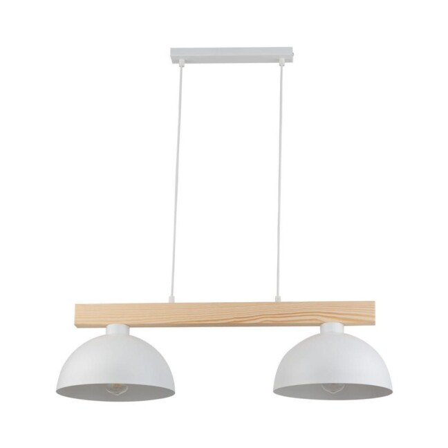 Biała wisząca lampa Oslo z dwoma metalowymi kloszami