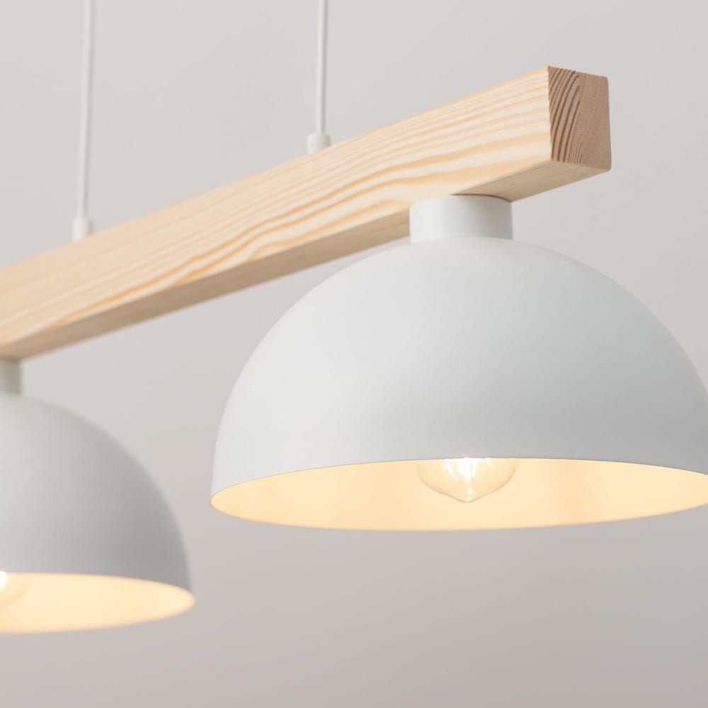 Biała wisząca lampa Oslo z dwoma metalowymi kloszami