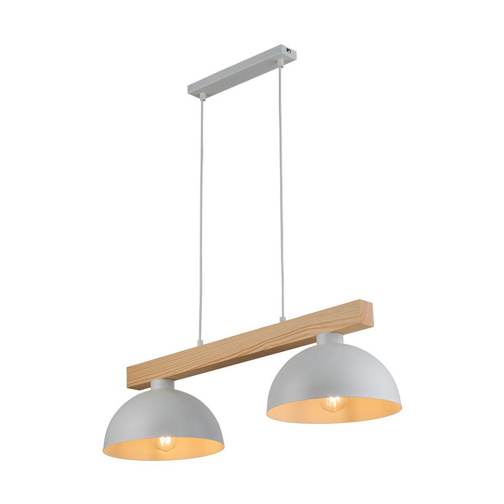 Biała wisząca lampa Oslo z dwoma metalowymi kloszami