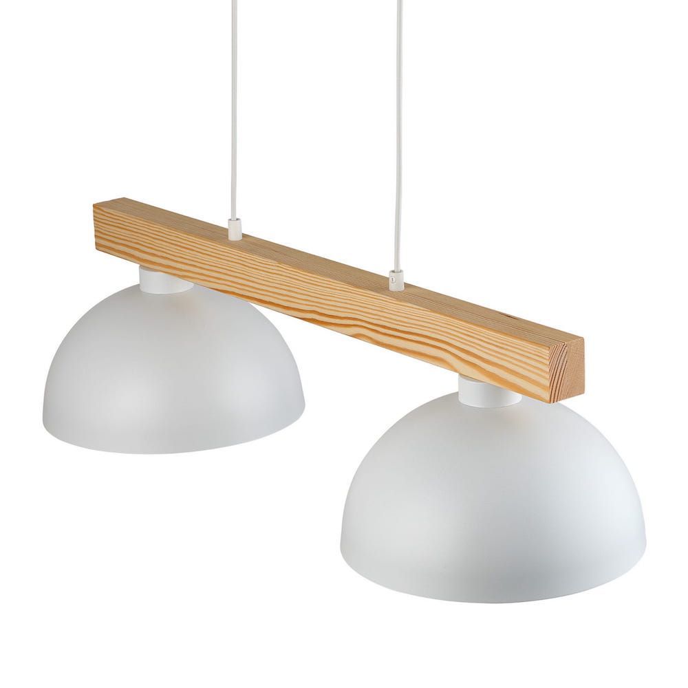 Biała wisząca lampa Oslo z dwoma metalowymi kloszami