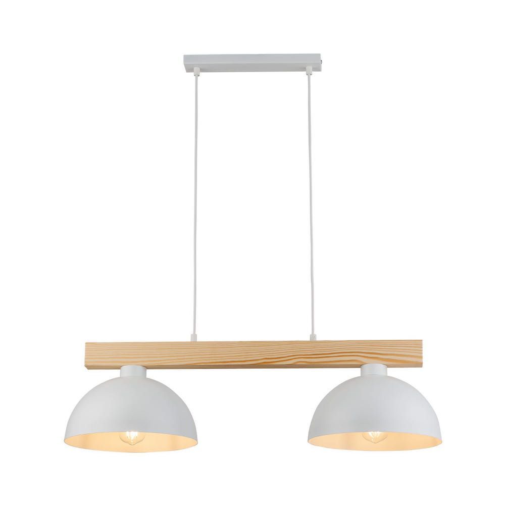 Biała wisząca lampa Oslo z dwoma metalowymi kloszami