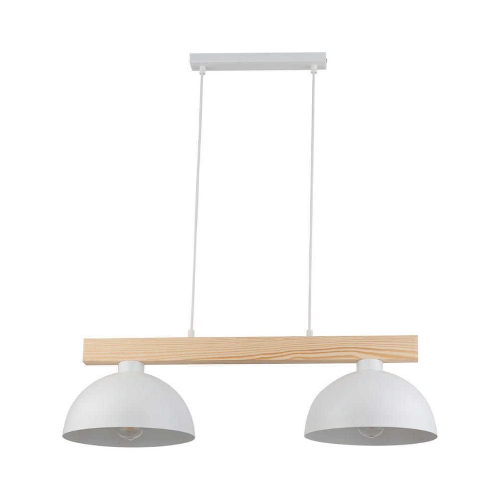Biała wisząca lampa Oslo z dwoma metalowymi kloszami